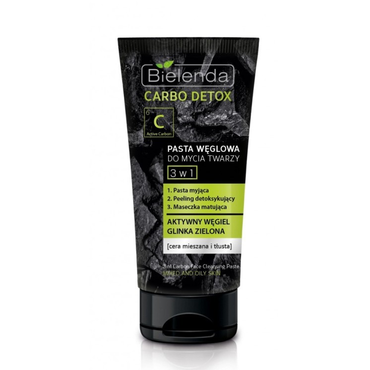 Bielenda CARBO DETOX Карбонова паста для вмивання обличчя 3в1 150 г