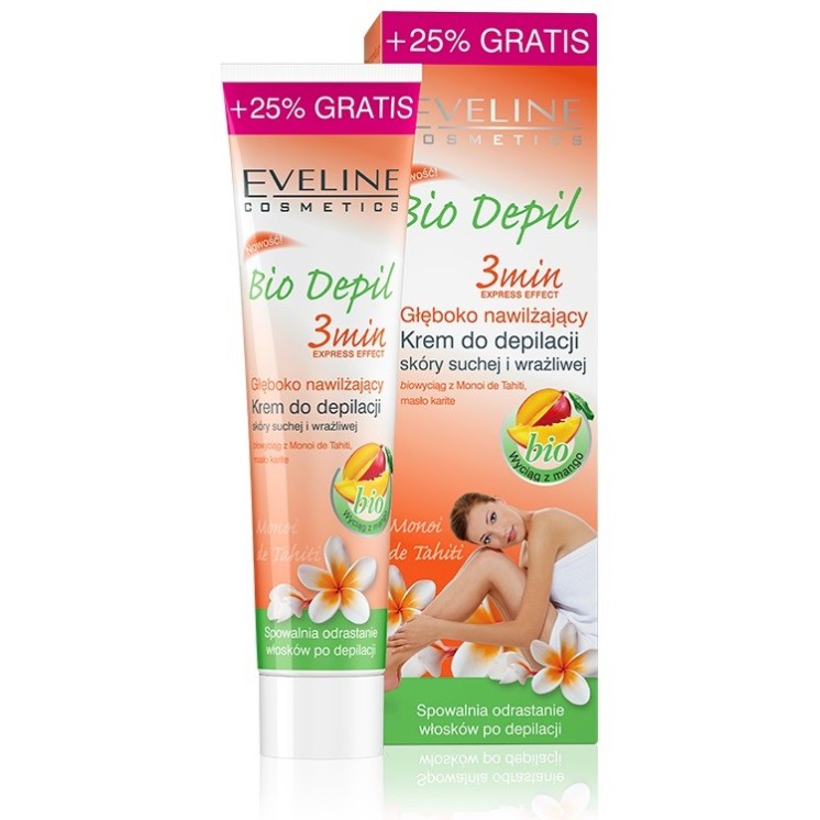 Eveline Głęboko nawilżający krem do depilacji skóry suchej i wrażliwej MANGO 125 ml