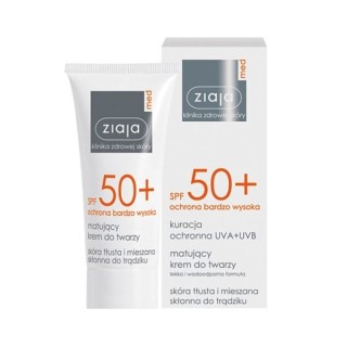Матуючий крем для обличчя Ziaja Med SPF 50+ для жирної та комбінованої шкіри, схильної до акне 50 мл