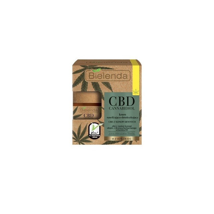 Bielenda CBD Cannabidiol Krem nawilżająco-detoksykujący z CBD z konopi siewnych cera mieszana / tłusta 50 ml