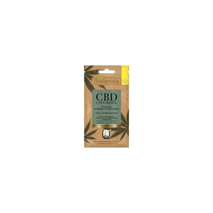 Bielenda CBD Cannabidiol Зволожуюча та детоксикуюча маска з CBD з конопель для комбінованої/жирної шкіри 8 г