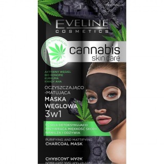 Eveline Cannabis 3in1 очищаюча та матуюча карбонова маска для обличчя 7 мл