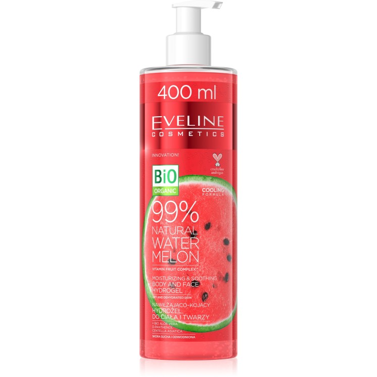 Eveline Natural Watermelon Зволожуючий і заспокійливий Hydro для тіла та обличчя 400 мл
