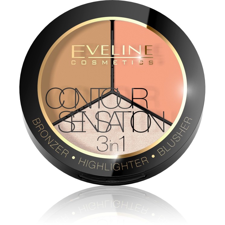 Eveline Contour Sensation 3in1 Палітра для моделювання контуру обличчя /02/ Peach Beige 5 г