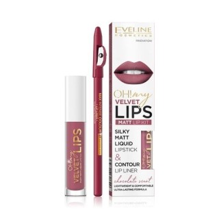 Рідка помада Eveline OH My Lips Matte 4,5 мл + набір олівців /13/ Brownie Biscotti