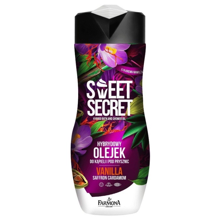 Farmona Sweet Secret Olejek do kąpieli i pod prysznic hybrydowy z 1/4 kremu nawilżającego wanilia szafran kardamon 300 m
