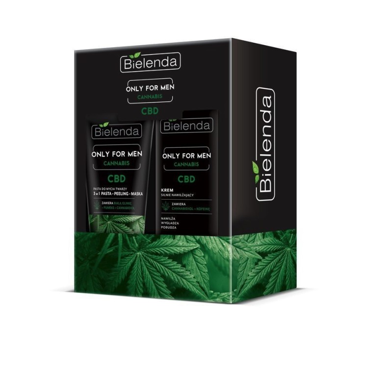 BIELENDA ONLY FOR MEN Подарунковий набір CANABIS Зволожуючий крем для обличчя 50 мл + Очищаюча паста для обличчя 150 г