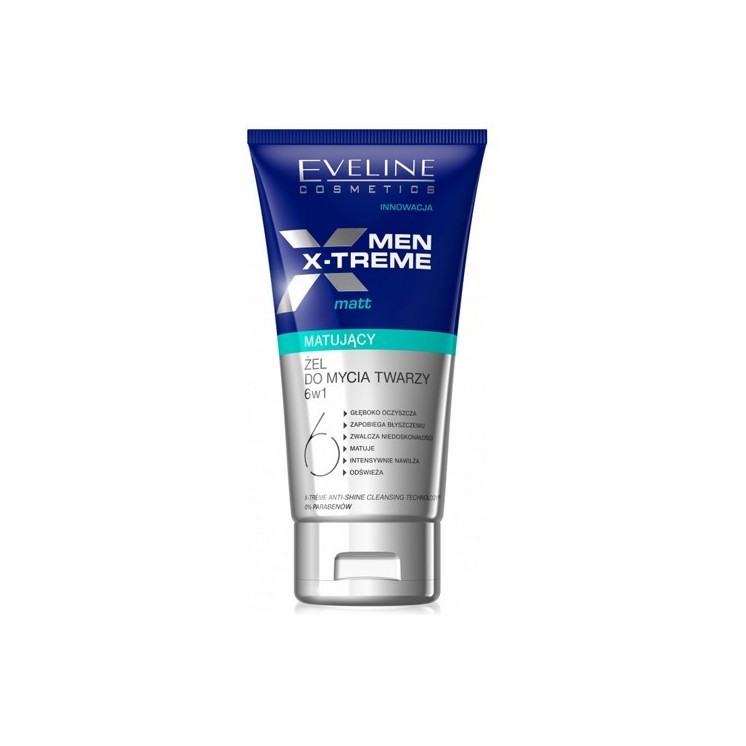 Eveline Men X-Treme 6w1 Matt Żel do mycia twarzy matujący 150 ml