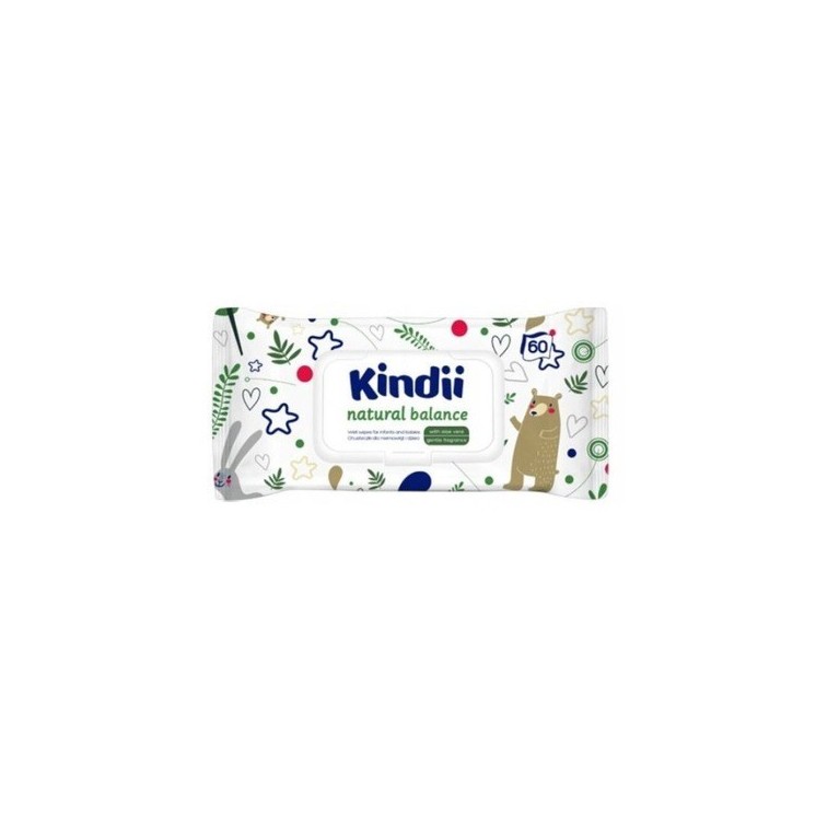 Cleanic Kindi Chusteczki nawilżane dla niemowląt Natural Balance 60 sztuk