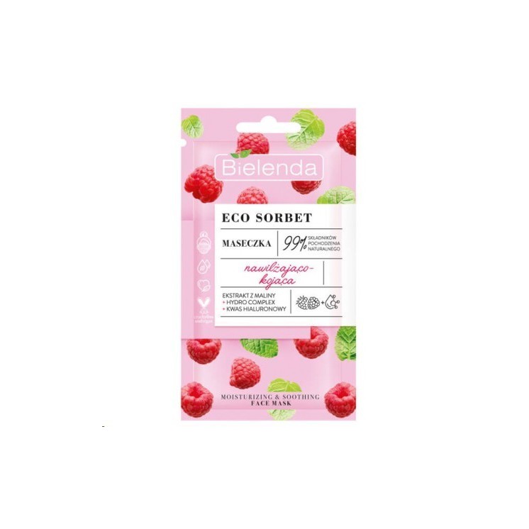 Bielenda ECO SORBET Maseczka do twarzy nawilżająco-kojąca Malina 8 g