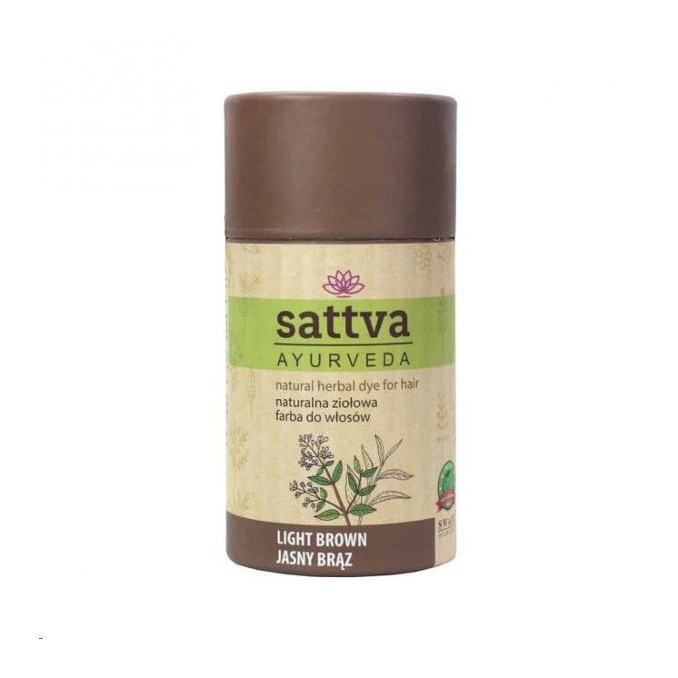 Sattva Ayurveda Naturalna ziołowa Farba do włosów Jasny Brąz 150 g