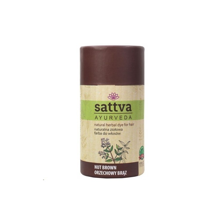 Sattva Ayurveda Naturalna ziołowa Farba do włosów Orzechowy Brąz 150 g