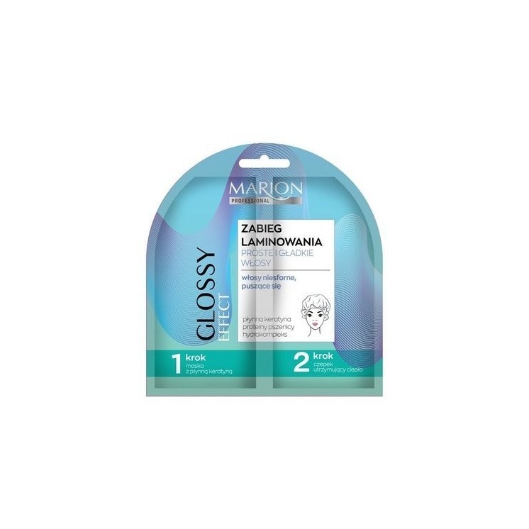 Marion GLOSSY EFFECT Zabieg Laminowania proste i gładkie włosy + Czepek utrzymujący włosy 20 ml