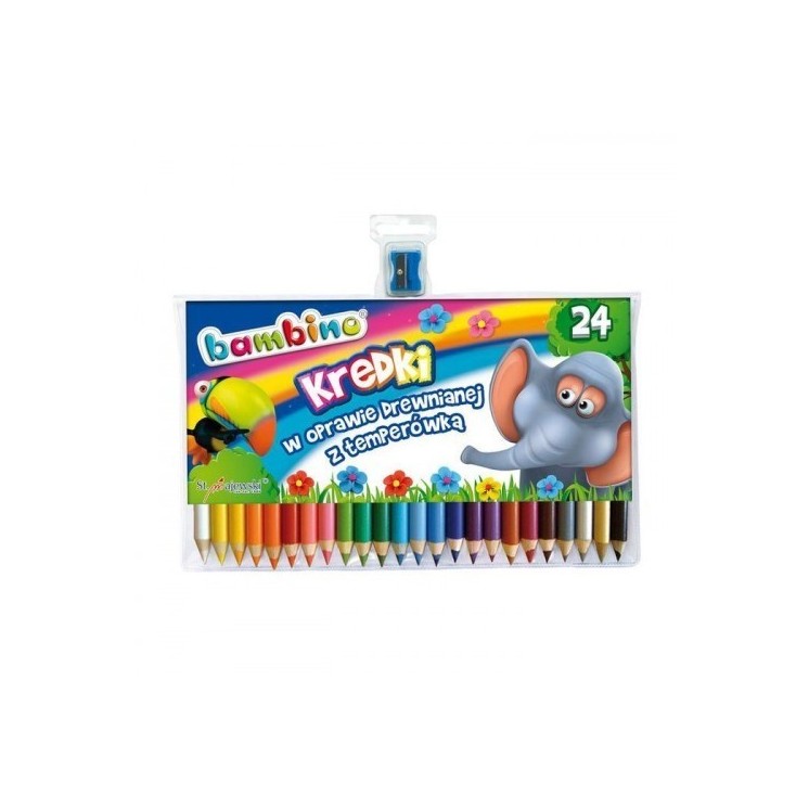 BAMBINO Kredki w oprawie drewnianej 24 kolory + temperówka