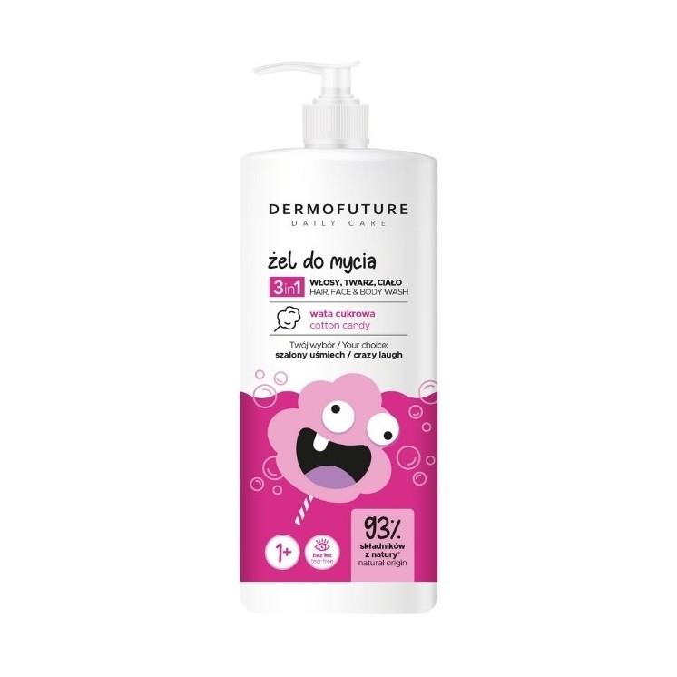 Dermofuture Daily Care gel voor het wassen van haar, gezicht en lichaam 3in1 Suikerspin 500 ml