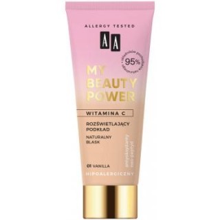 AA MY BEAUTY POWER rozświetlający Podkład naturalny blask /01/ Vanilla 30 ml AA MY BEAUTY POWER rozświetlający Podkład naturalny blask /01/ Vanilla 30 ml