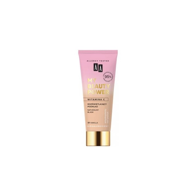 AA MY BEAUTY POWER rozświetlający Podkład naturalny blask /01/ Vanilla 30 ml