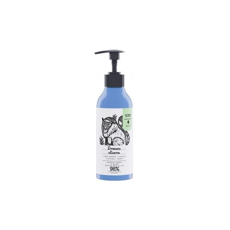 YOPE Wood Szampon do włosów dla mężczyzn Drzewo oliwne, Biała herbata i Bazylia 300 ml