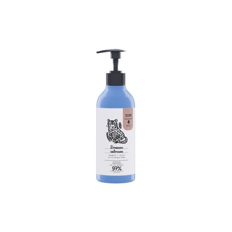 YOPE Wood Żel pod prysznic dla mężczyzn Drzewo cedrowe, Jałowiec i Chilli 300 ml