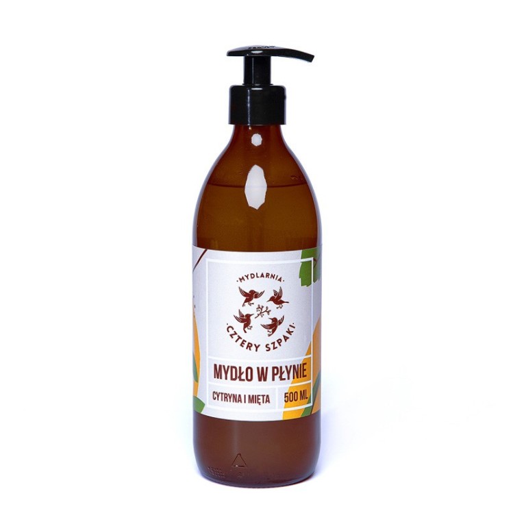 Mydlarnia Cztery Szpaki naturalne Mydło w płynie Cytryna i Mięta 500 ml