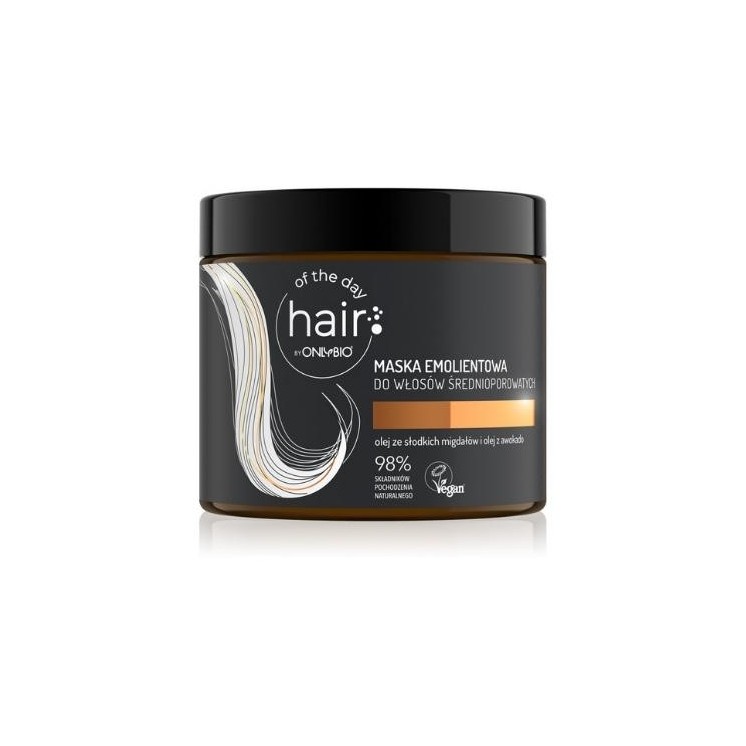 ONLYBIO Hair of the day Maska emolientowa do włosów średnioporowatych 400 ml