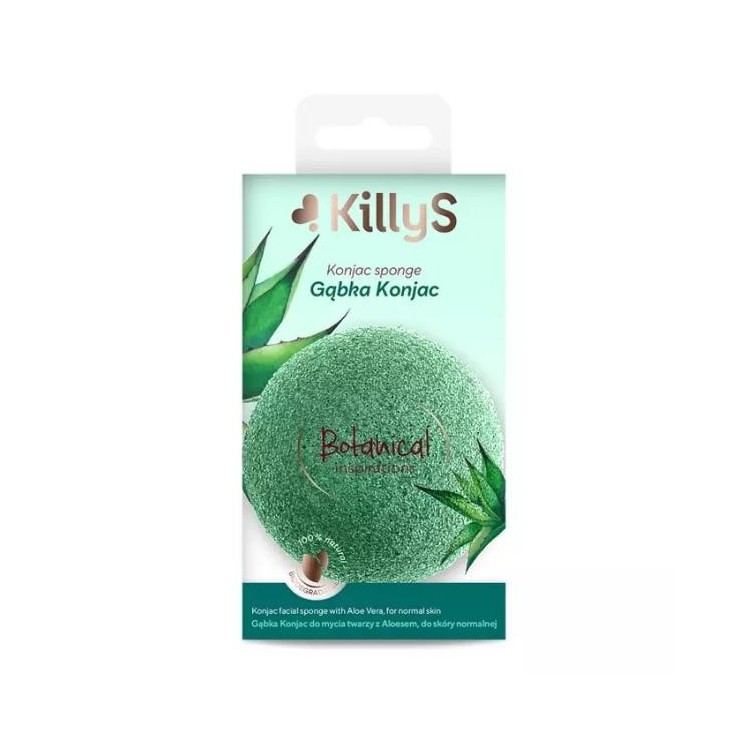 KillyS Botanical Inspirations Gąbka Konjac do mycia twarzy z aloesem do skóry normalnej 1 sztuka