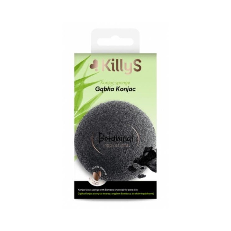 KillyS Botanical Inspirations Konjac face wash spons met bamboe houtskool voor acne huid 1 stuk