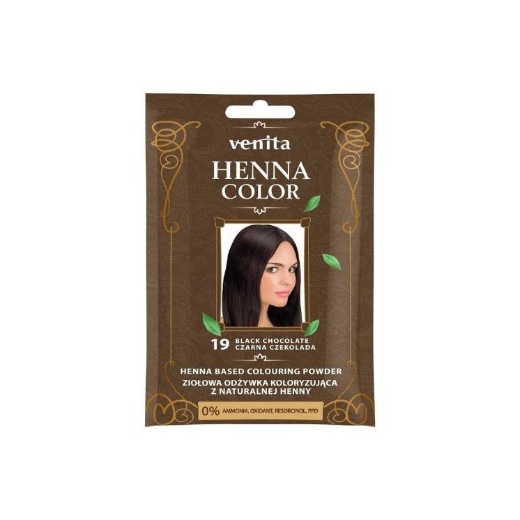 Venita Henna Color ziołowa Odżywka koloryzująca z naturalnej henny /19/ Czarna Czekolada 25 g