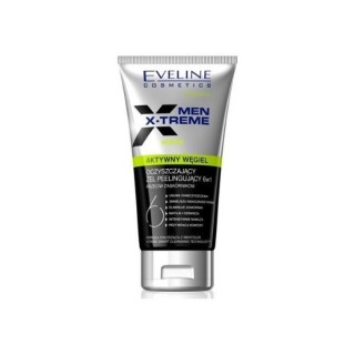 Eveline Men X-Treme 6in1 Active Charcoal Cleansing Face Wash Scrub Gel 150 ml Eveline Men X-Treme 6in1 Active Charcoal Cleansing Face Wash Scrub Gel 150 ml