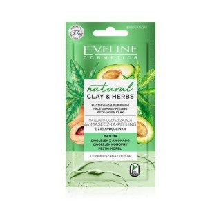 Eveline Natural Clay & Herbs матуюча та очищаюча біомаска із зеленою глиною 8 мл