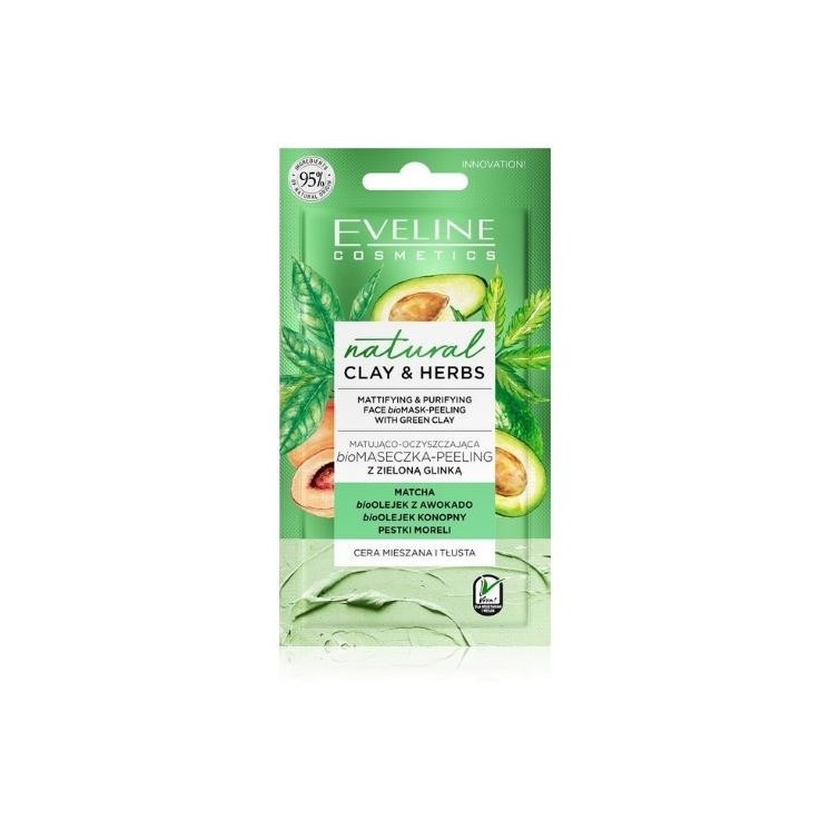 Eveline Natural Clay&Herbs matująco-oczyszczająca Biomaseczka z zieloną Glinką 8 ml