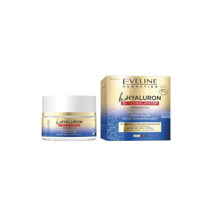 Eveline BioHyaluron 3x Retinol System 60+ multiodżywczy Krem-Filler silnie odbudowujący 50 ml