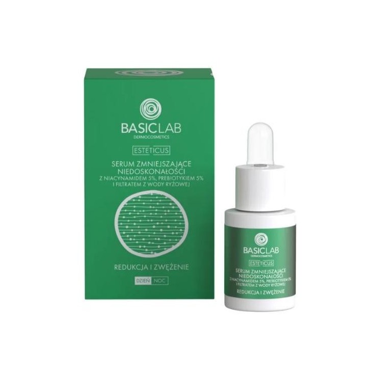 BasicLab Esteticus Serum do twarzy zmiejszające niedoskonałości z Niacynamidem 5% Redukcja i Zwężenie 15 ml