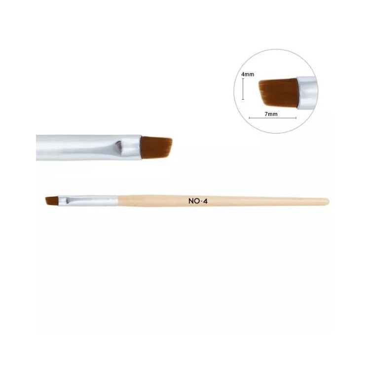 Кисть для гелю NeoNail Wooden, скошена /4/ 1 шт