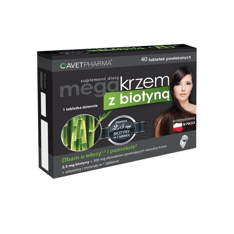 Mega Krzem z biotyną 40 tabletek powlekanych