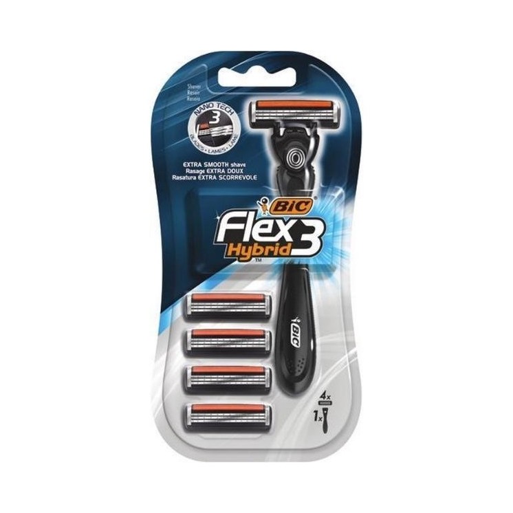 BIC Flex3 Hybrid Razor 1 Razor 4 vervangbare mesjes