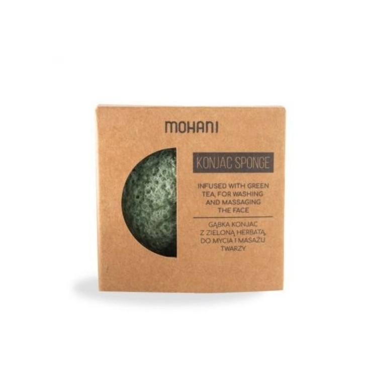 Mohani naturalna Gąbka Konjac do mycia i masażu twarzy z zieloną herbatą