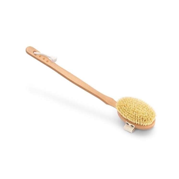HHUUMM Massageborstel voor droog lichaam met stok no.2 Tampico vezel