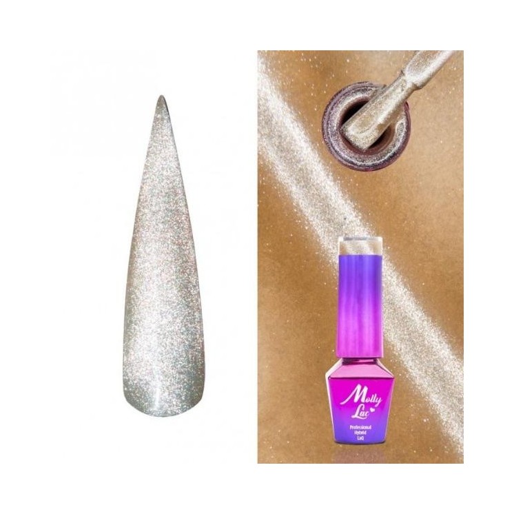 Гібридний лак для нігтів MollyLac /444/ Womanity Cat Eye Ginger Hybrid Nail Polish 5 мл