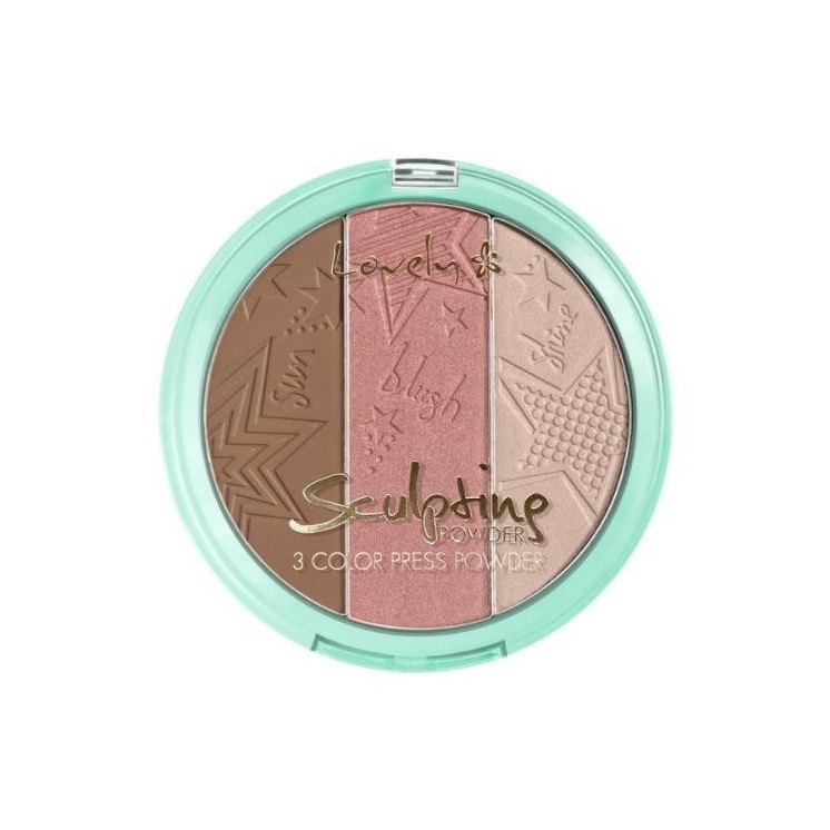 Lovely Sculpting a palette of three shades of powders for modeling contours