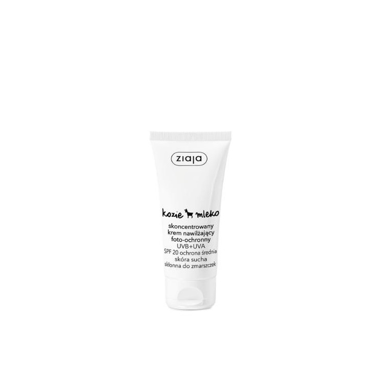 Ziaja Kozie Mleko skoncentrowany Krem do twarzy nawilżający foto-ochronny UVB+UVA SPF20 ochrona niska 50 ml