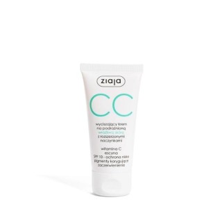 Ziaja CC Calming Face Cream für gereizte, empfindliche Haut mit erweiterten Kapillaren SPF10 geringer Schutz, 50 ml