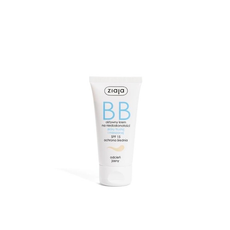 Ziaja BB active face cream against imperfections for oily and combination skin SPF15 light shade 50 ml