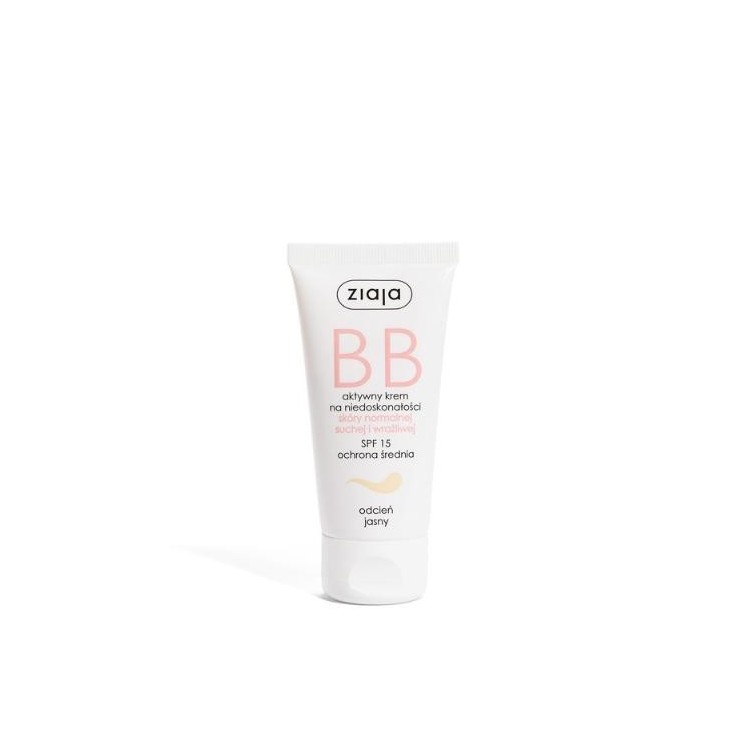 Ziaja BB active face cream against imperfections for normal, dry and sensitive skin SPF15 light shade 50 ml