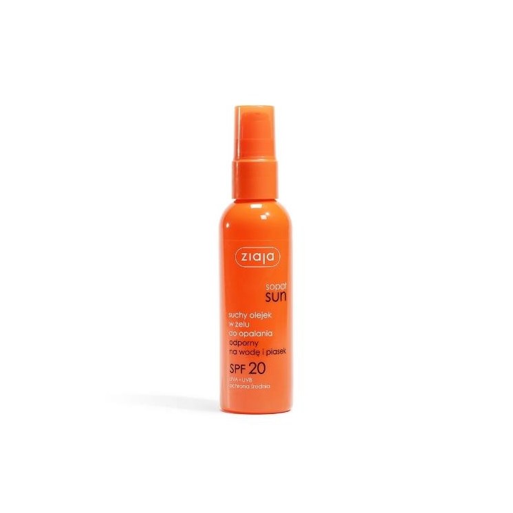 Ziaja Sun droogolie in gel voor zonnebaden water- en zandbestendig SPF20 UVA + UVB medium bescherming 90 ml