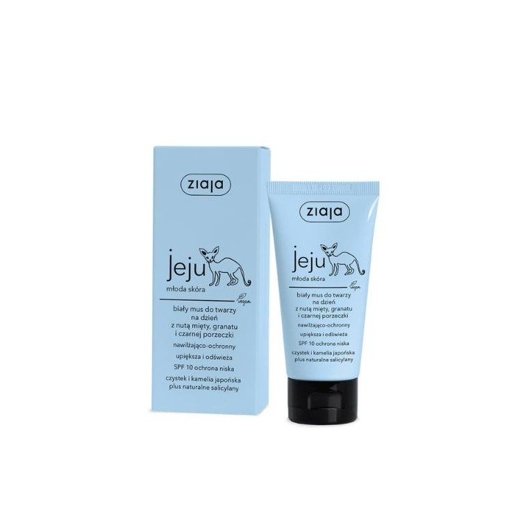 Ziaja Jeju білий денний мус для обличчя SPF10 з низьким рівнем захисту 50 мл