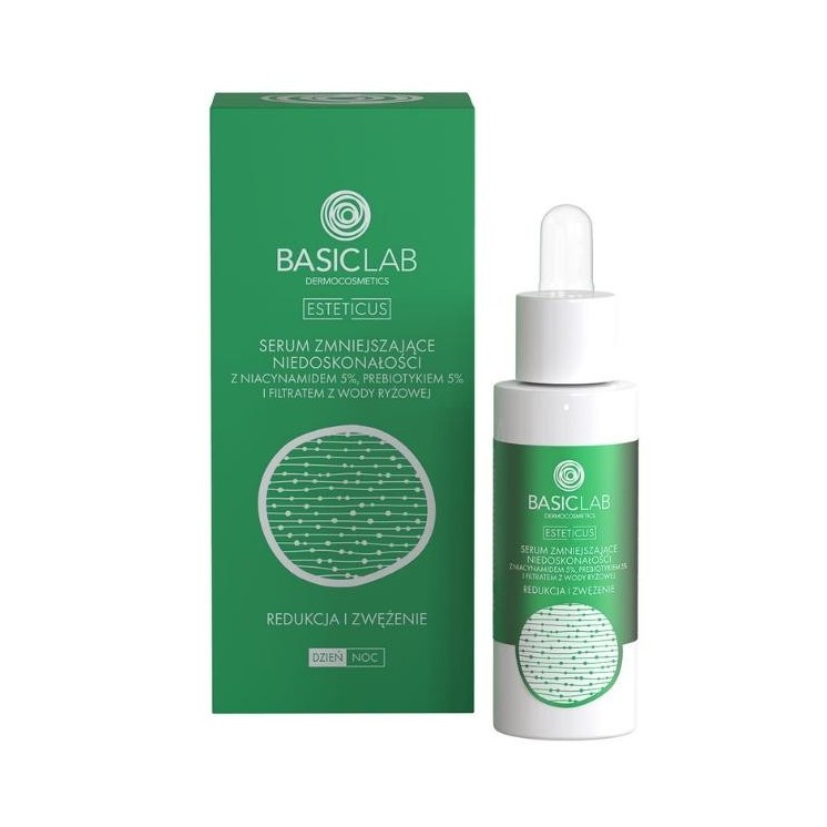BasicLab Esteticus Serum zmiejszające niedoskonałości z Niacynamidem 5% redukcja i zwężenie 30 ml
