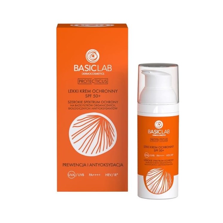 BasicLab Protecticus lekki Krem ochronny SPF50+ prewencja i antyoksydacja 50 ml