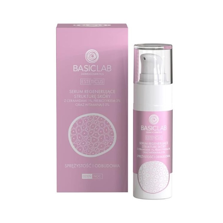 BasicLab Esteticus Serum regenerujące strukturę skóry z Ceramidami 1% sprężystość i odbudowa 30 ml