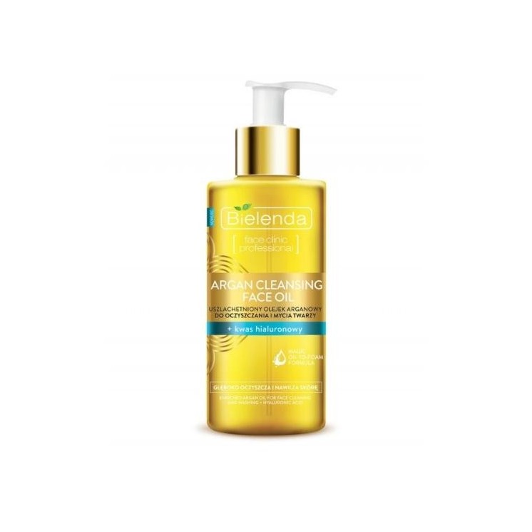 Bielenda Argan Cleaning uszlachetniony Olejek arganowy do oczyszczania i mycia twarzy z kwasem hialuronowym 140 ml